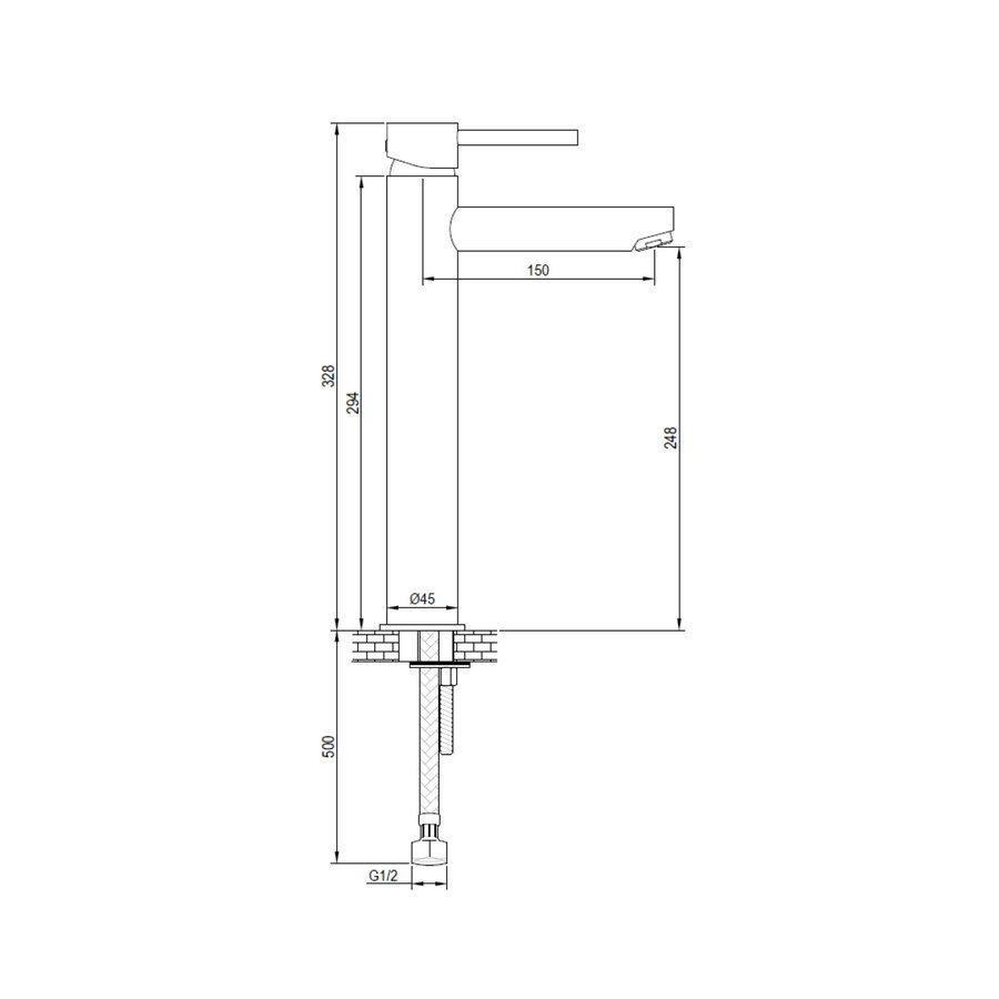 Wastafelmengkraan Brauer Copper Edition Coldstart Opbouw Hoog Platte Hendel Geborsteld Koper PVD