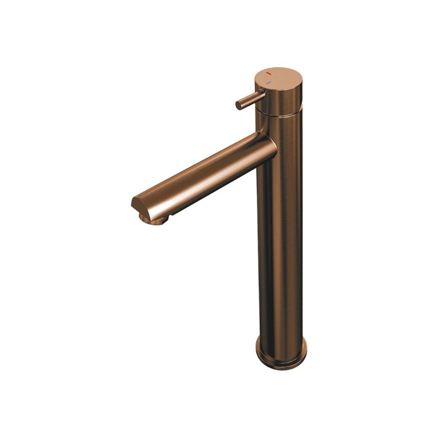 Wastafelmengkraan Brauer Copper Edition Coldstart Opbouw Hoog Korte Ronde Hendel Geborsteld Koper PVD