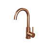 Brauer Wastafelmengkraan Brauer Copper Edition Coldstart Opbouw Hoog Gebogen Ronde Hendel Geborsteld Koper PVD