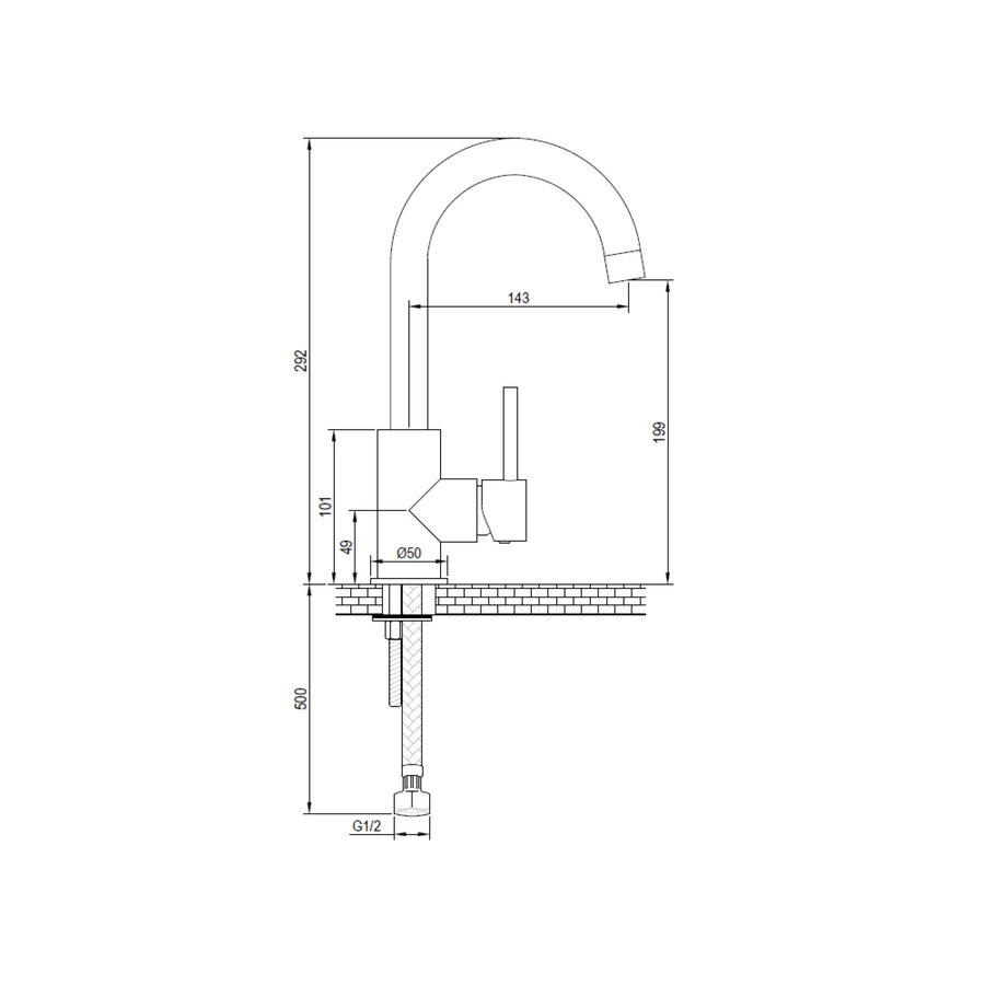 Wastafelmengkraan Brauer Copper Edition Coldstart Opbouw Hoog Gebogen Platte Hendel Geborsteld Koper PVD