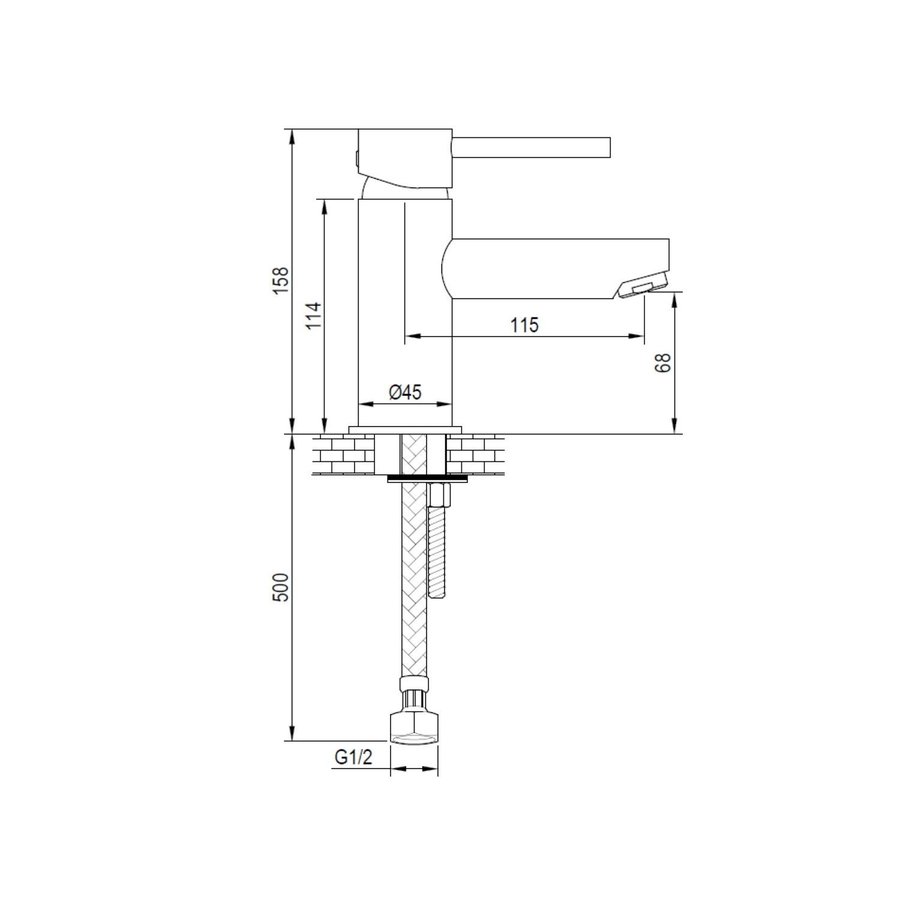 Wastafelmengkraan Brauer Brushed Edition Coldstart Opbouw Laag Platte Hendel Geborsteld RVS PVD