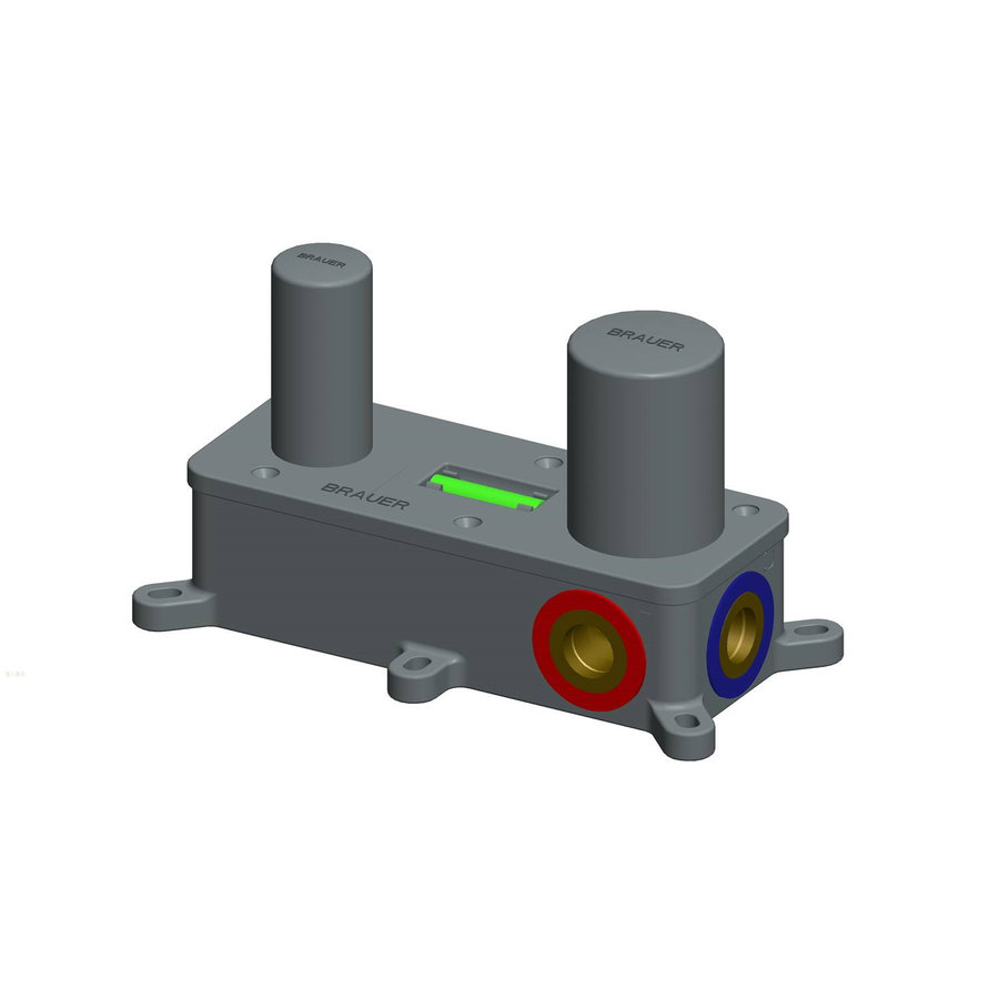 Inbouw Wastafelmengkraan Brauer Brushed Edition Coldstart Gebogen Uitloop Ronde Hendel Rechts Geborsteld RVS PVD Met Rozetten