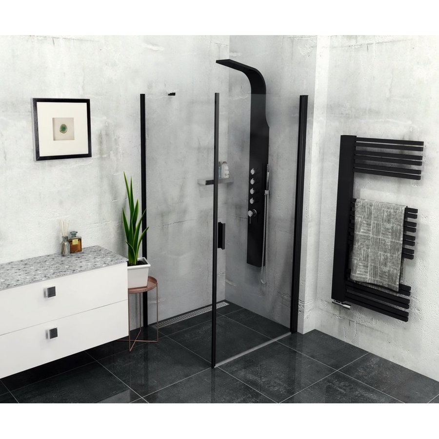 Zijwand Sapho Zoom Line Black 90x200 cm 6 mm Helder Glas tbv nisdeur Zoom Line Black Mat Zwart