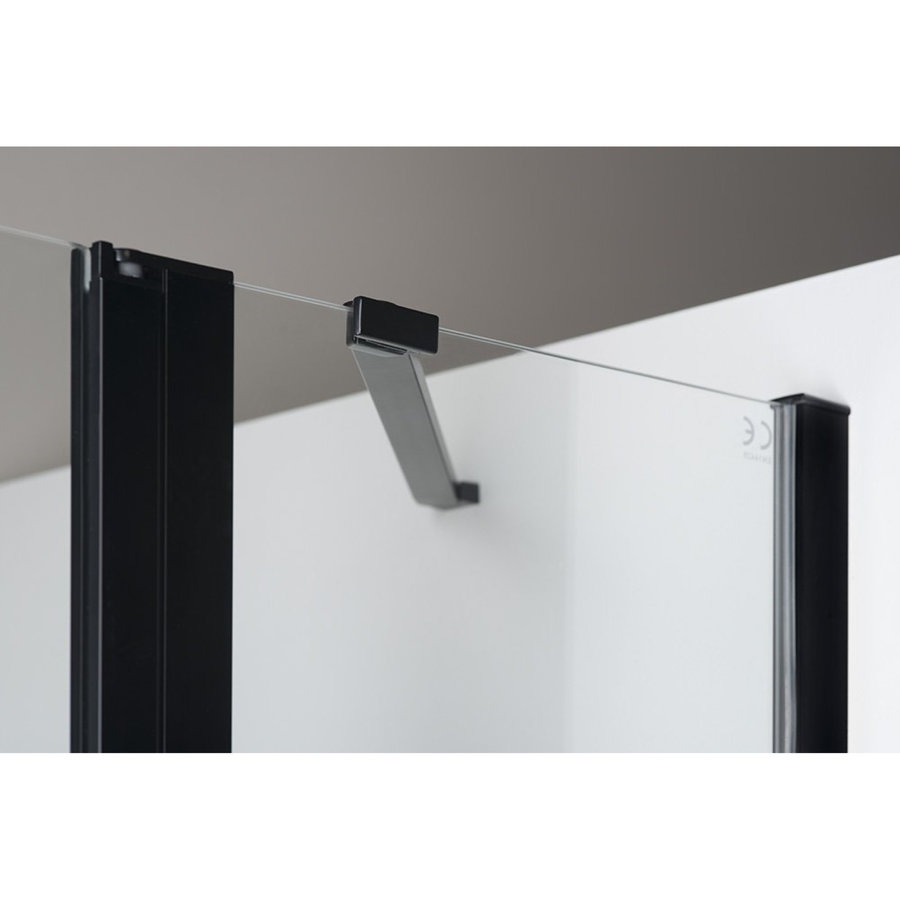 Douchedeur Sapho Zoom Line Black Draaideur 130x200 cm 6 mm Gecoat Glas Mat Zwart