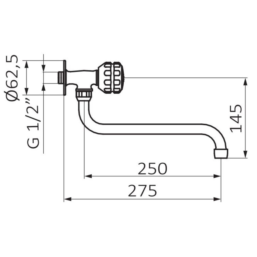 Inbouw Keukenkraan GRB Kitchen Koudwaterkraan Hoog Model Messing Chroom