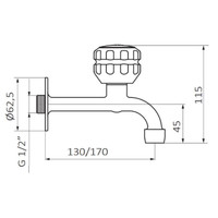 Inbouw Keukenkraan GRB Kitchen 13 cm Koudwaterkraan Messing Chroom