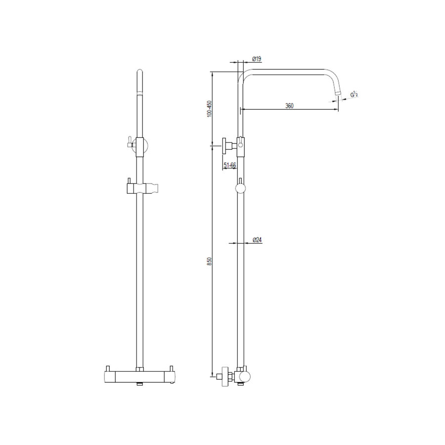 Regendouche Brauer Brushed Showerpipe Met Thermostaat 20cm Geborsteld Nikkel