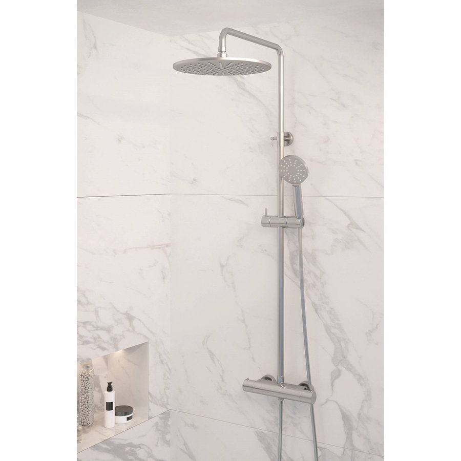 Regendouche Brauer Brushed Showerpipe Met Thermostaat 30cm 3 Standen Geborsteld Nikkel