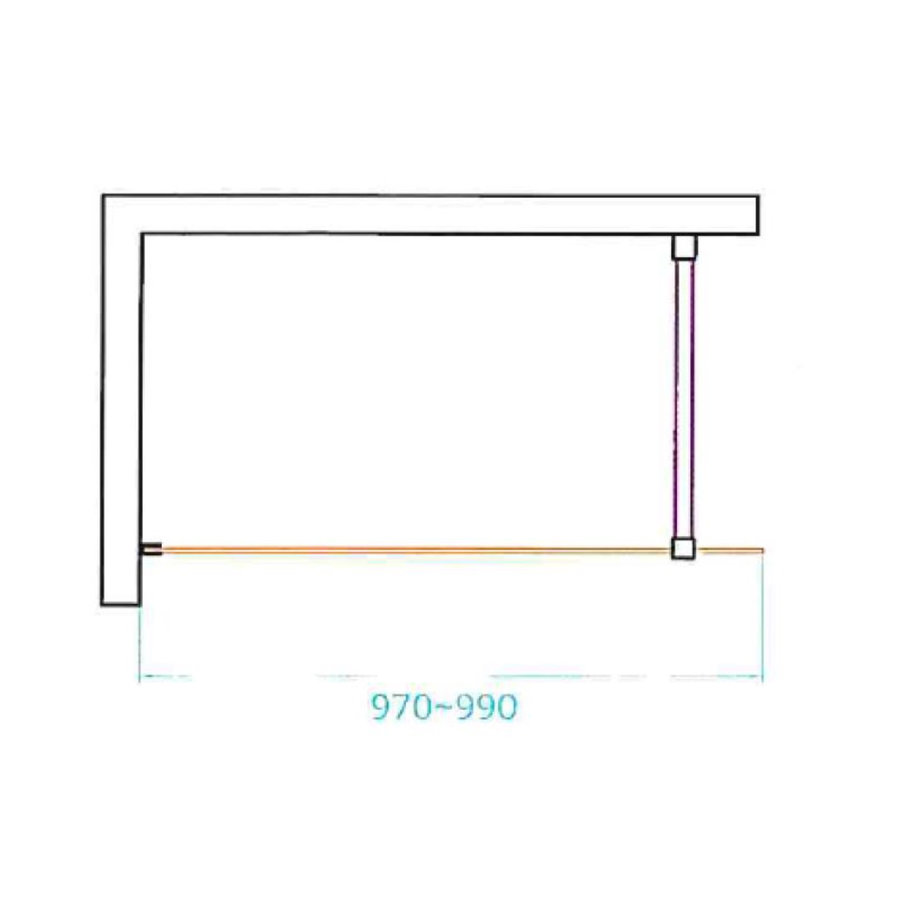 Douchewand Van Rijn ST04 Helder Glas 8 mm Aluminium Profiel Zwart 100x200 cm