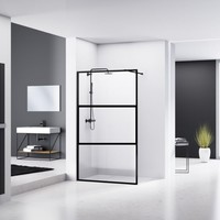 NIET MEER LEVERBAAR Douchewand Van Rijn ST04 Helder Glas 8 mm Aluminium Profiel Zwart 120x200 cm