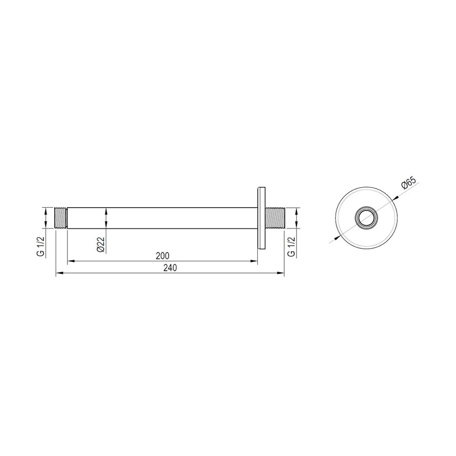 Plafonduitloop Brauer Brushed 20 cm Geborsteld Nikkel