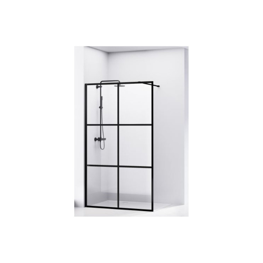 Douchewand Van Rijn ST04 Helder Glas 8 mm 6 delen Aluminium Profiel Zwart 120x200 cm