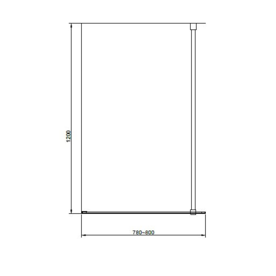 Badwand Van Rijn ST04 Helder Glas 8 mm Aluminium Zwart Profiel 80x160 cm