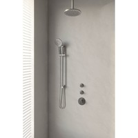 Thermostatisch Inbouwdoucheset Brauer Brushed 20cm Hoofddouche Plafondarm 3 Standen Handdouche op Glijstang Geborsteld Nikkel