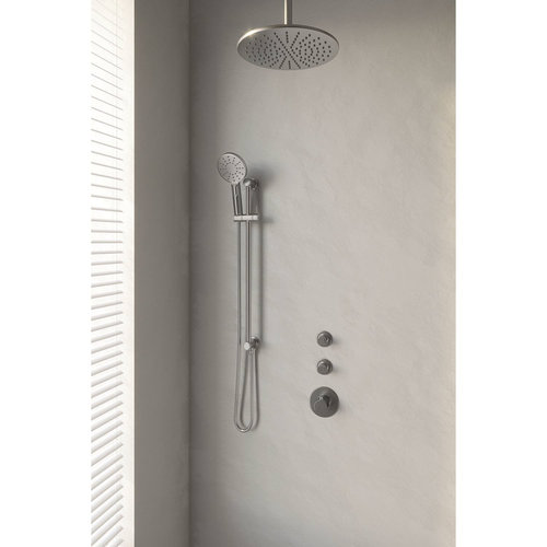 Thermostatisch Inbouwdoucheset Brauer Brushed 30cm Hoofddouche Plafondarm 3 Standen Handdouche op Glijstang Geborsteld Nikkel 