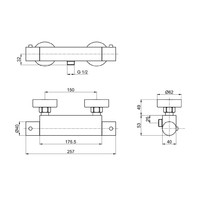 Opbouw Douchekraan Brauer Brushed Thermostatisch Geborsteld Nikkel