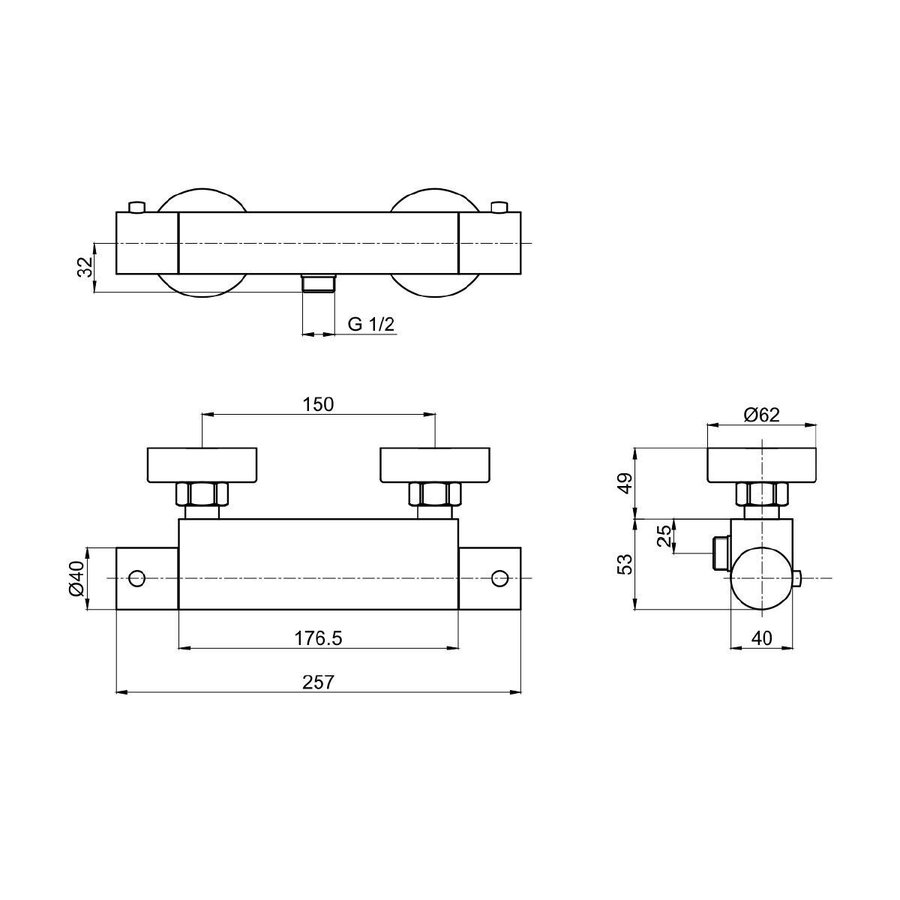 Opbouw Douchekraan Brauer Brushed Thermostatisch Geborsteld Nikkel