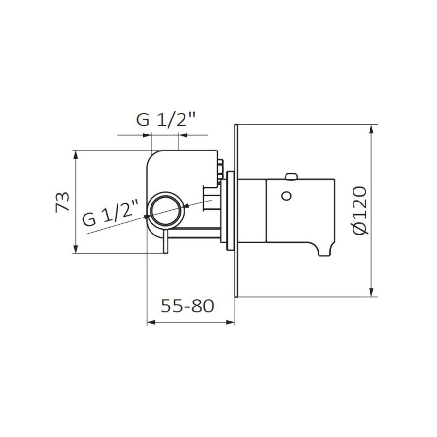 Inbouw Douchekraan GRB Time Thermostatisch Anti-Kalk ⌀12 cm Verchroomd Messing