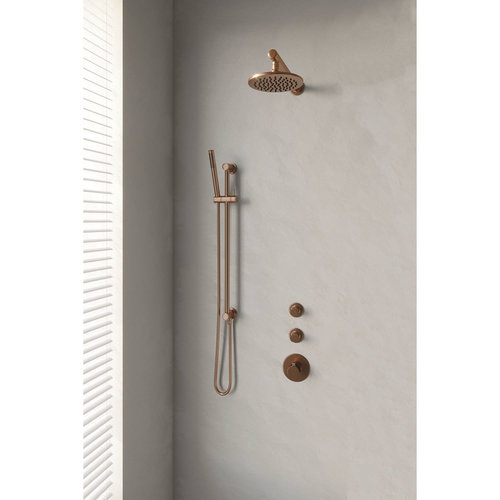 Thermostatisch Inbouwdoucheset Brauer Copper 20cm Hoofddouche Wandarm Staafhanddouche op Glijstang Koper 