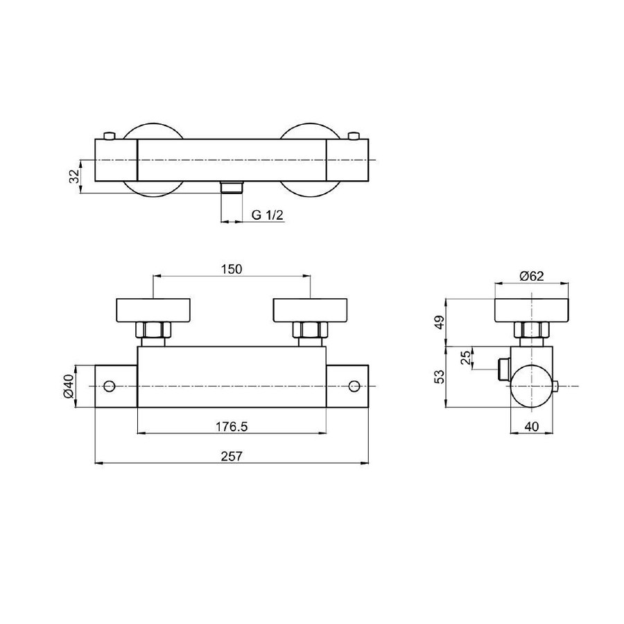 Opbouw Douchekraan Brauer Copper Thermostatisch Koper