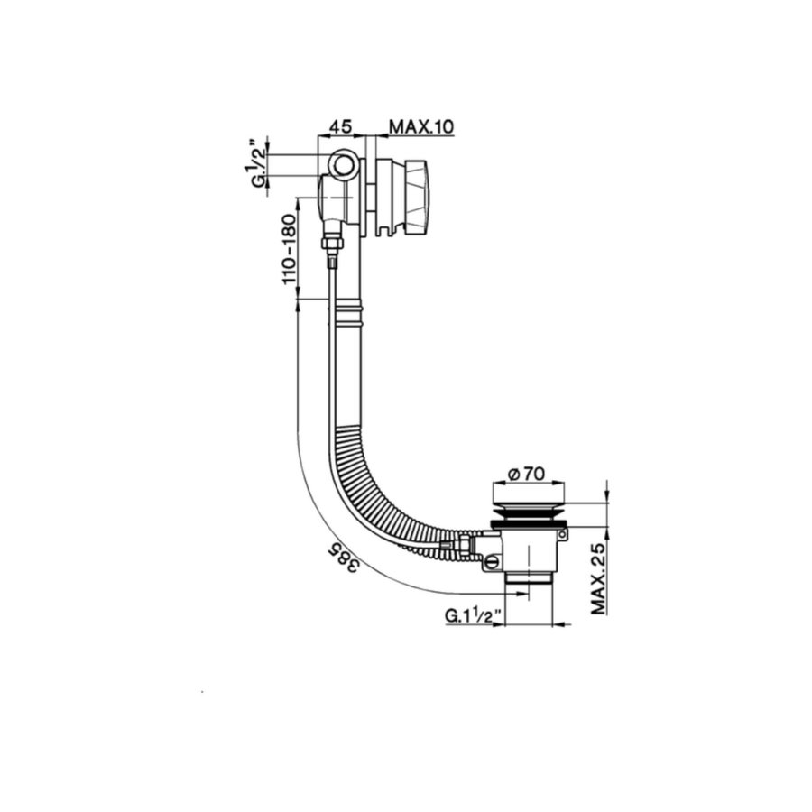 Badafvoer met Vulcombinatie Salenzi Giro Gegalvaniseerd Messing Zwart Chroom ø48 mm