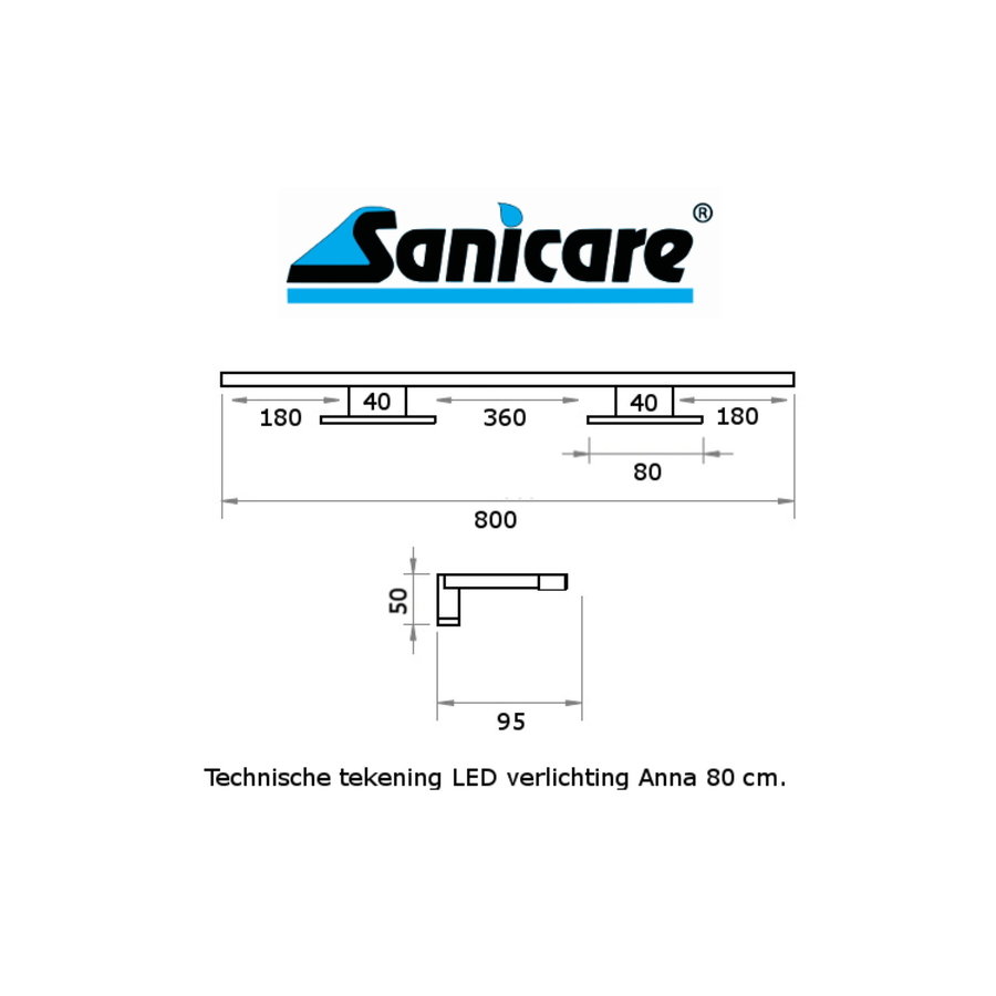 Spiegelverlichting Sanicare LED Anna 5 Watt 80 cm Chroom