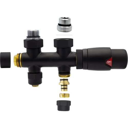 Radiator Onderblok Creavit Aloni Recht Mat Zwart (Voor midden aansluiting) 