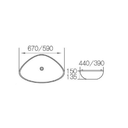 Waskom Boss & Wessing Lava 59x39x13,5 cm Porselein Wit 