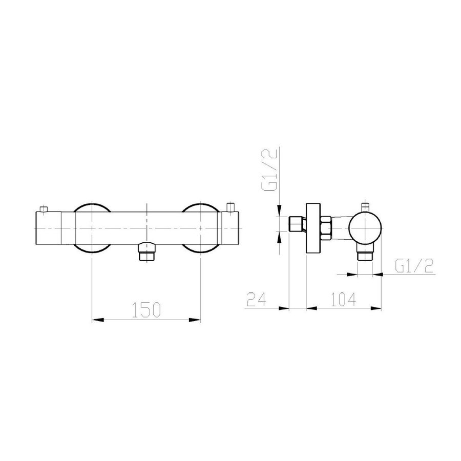 Douchekraan Opbouw Boss & Wessing Janeiro Thermostatisch 15 cm Geborsteld RVS