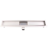 Douchegoot Brauer 100x7 cm RVS Vloerflens Inclusief Kunststof Sifon Verstelbare Poten