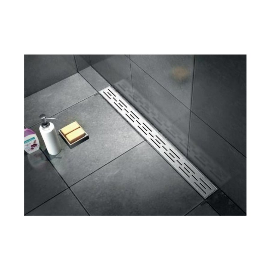 Douchegoot Brauer RVS Geborsteld Muur Montage 50x7 cm Inclusief Sifon Kunststof Standaard Rooster