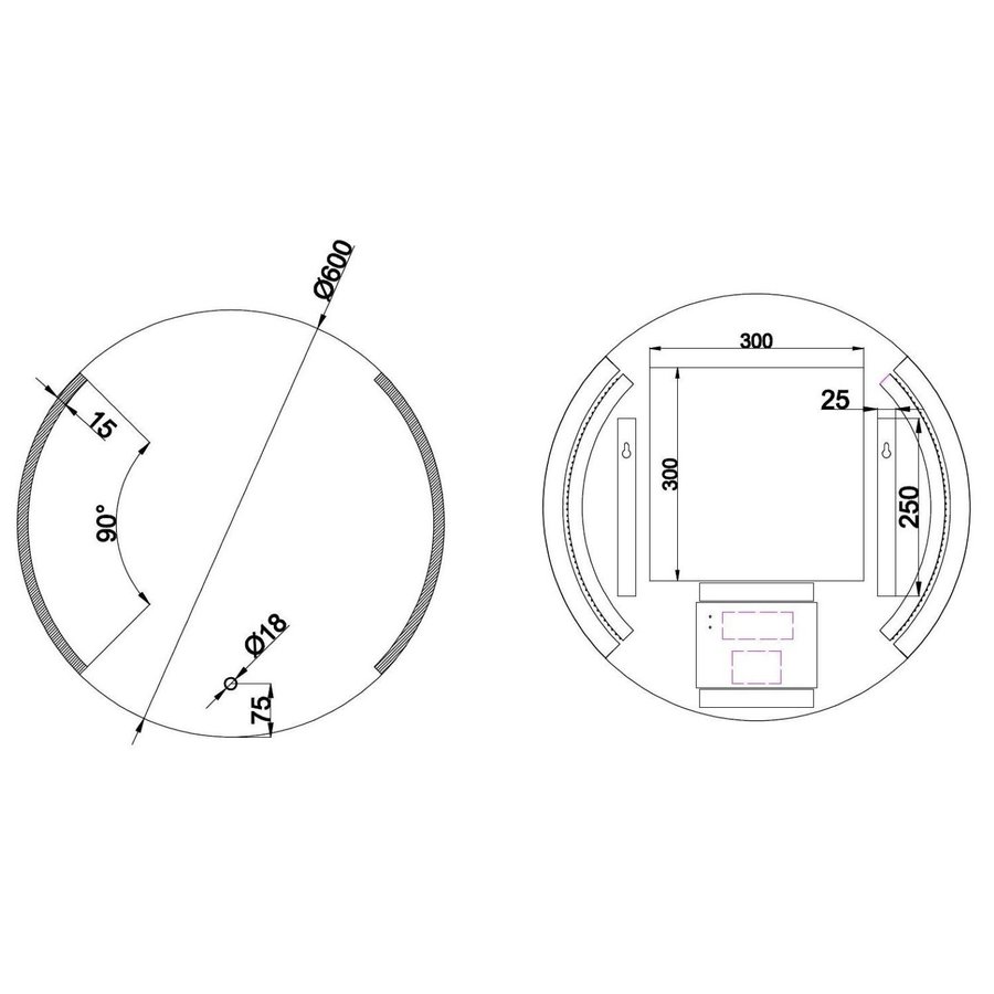 Badkamerspiegel Boss & Wessing Circle LED Verlichting Condensvrij 60 cm