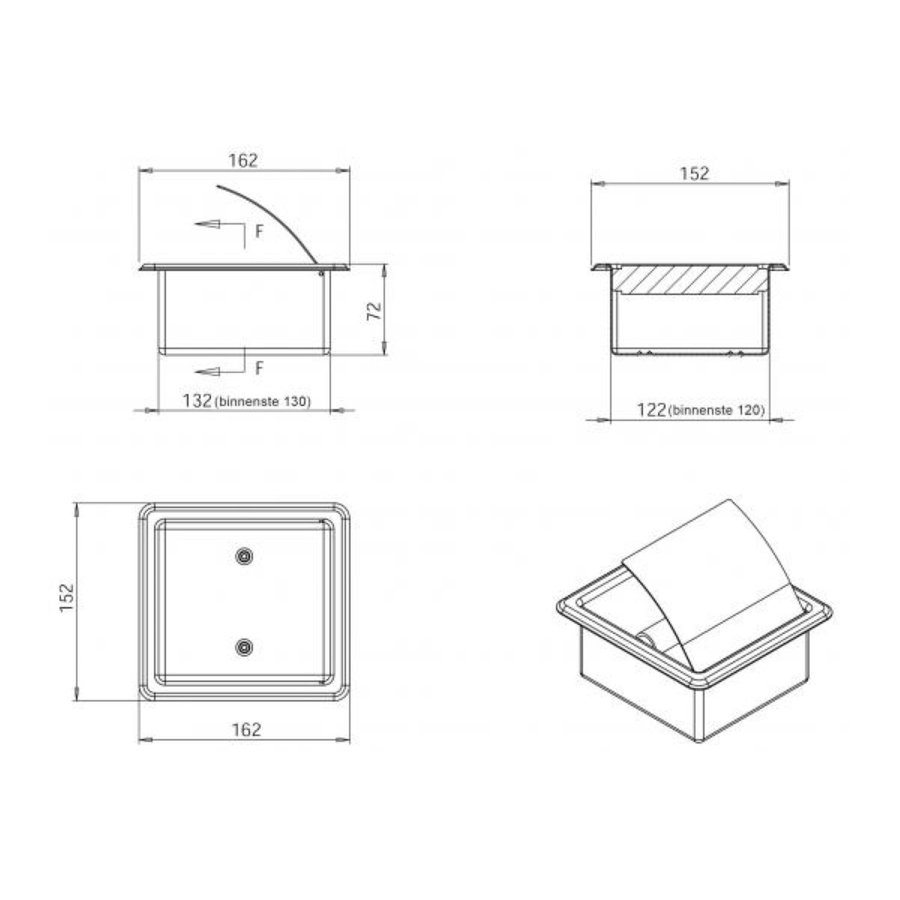 Toiletrolhouder Inbouw Boss & Wessing Upon RVS Mat Zwart