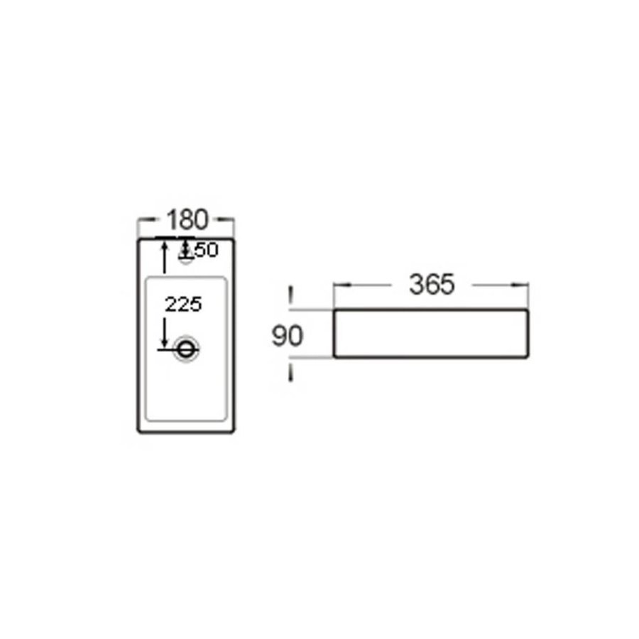 Fontein Sanilux Quartz Mini 36,5x18x9 cm Mat Zwart (kraangat links)