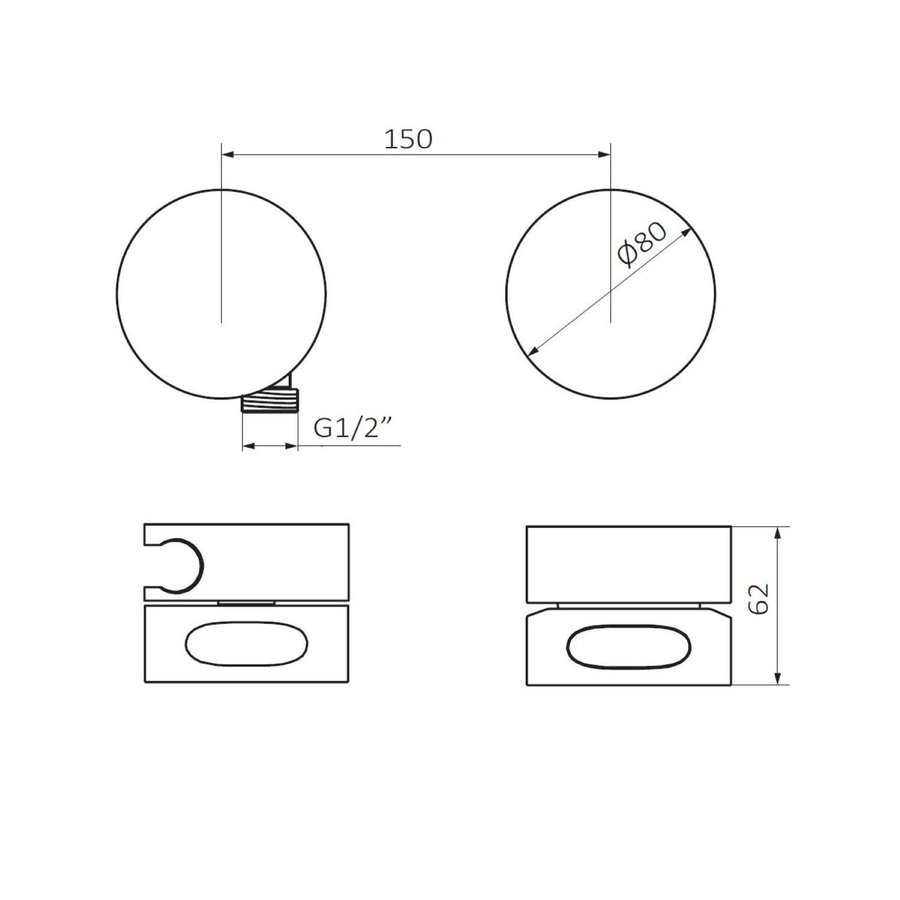 Inbouw Badkraan 2-Wegs GRB InCool Ø80 mm Messing Chroom