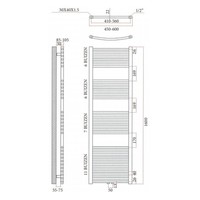 Designradiator Sanicare RVS Look Inclusief Ophanging Midden Aansluiting Recht 160x45 cm