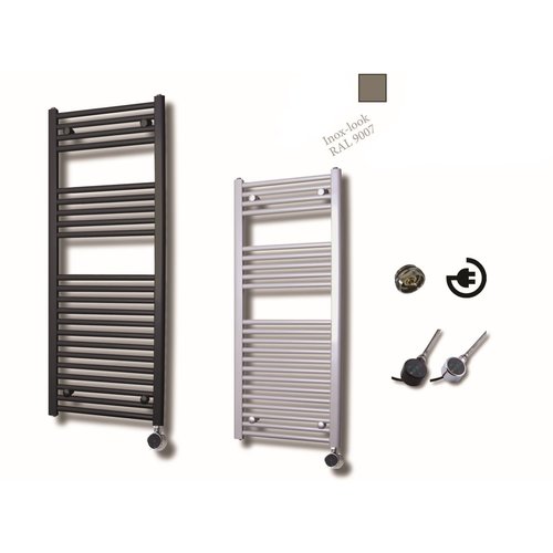 Elektrische Design Radiator Sanicare Plug En Play 111,8 x 45 cm Inox Look Incl Montage Set 596 Watt 