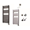 Sanicare Elektrische Design Radiator Sanicare Plug En Play 111,8 x 45 cm Inox Look Thermostaat Zwart 596 Watt