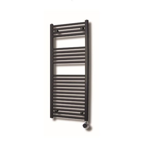 Elektrische Design Radiator Sanicare Plug En Play 111,8 x 45 cm Mat Zwart Thermostaat Chroom 596 Watt 