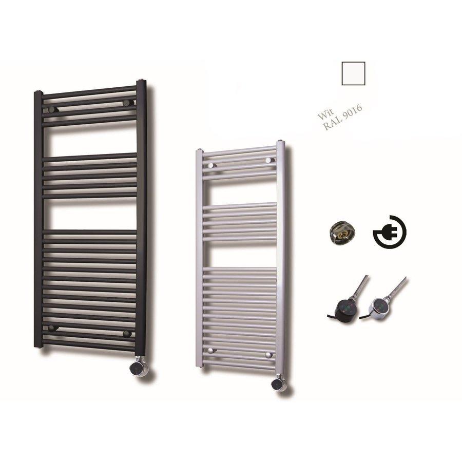 Elektrische Design Radiator Sanicare Plug En Play 111,8 x 60 cm Wit Thermostaat Chroom 730 Watt