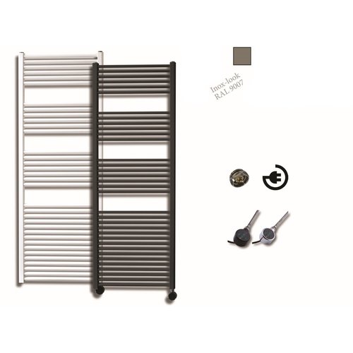 Elektrische Design Radiator Sanicare Plug En Play 172 x 60 cm Inox Look Thermostaat Zwart 1127 Watt 