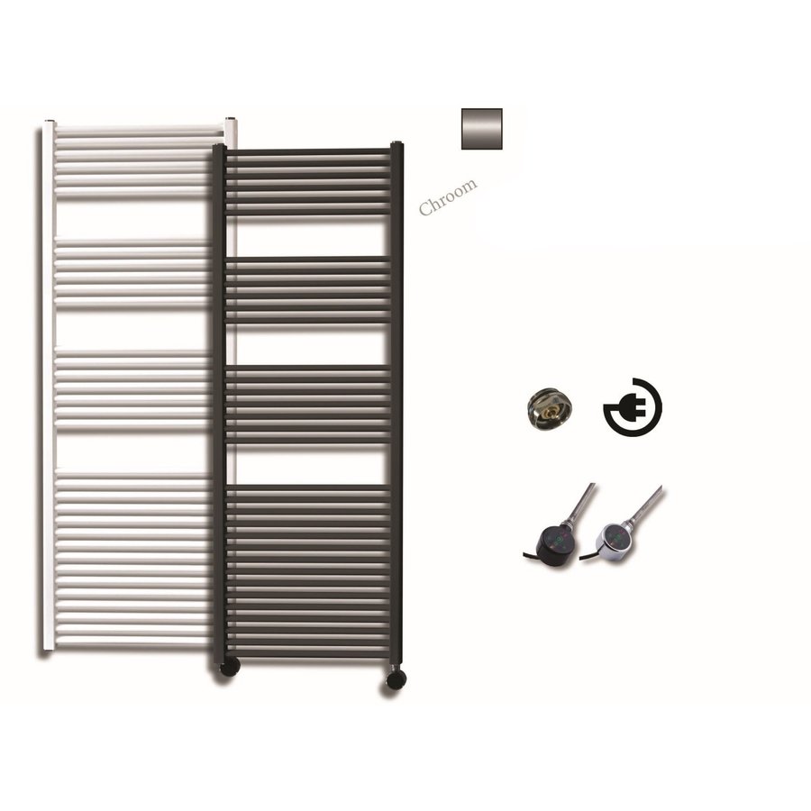Elektrische Design Radiator Sanicare Plug En Play 172 x 60 cm Chroom Thermostaat Chroom 822 Watt