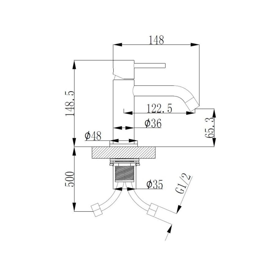 Wastafelmengkraan Opbouw Wiesbaden Style Uitloop 6.5 cm 1-hendel Geborsteld Koper