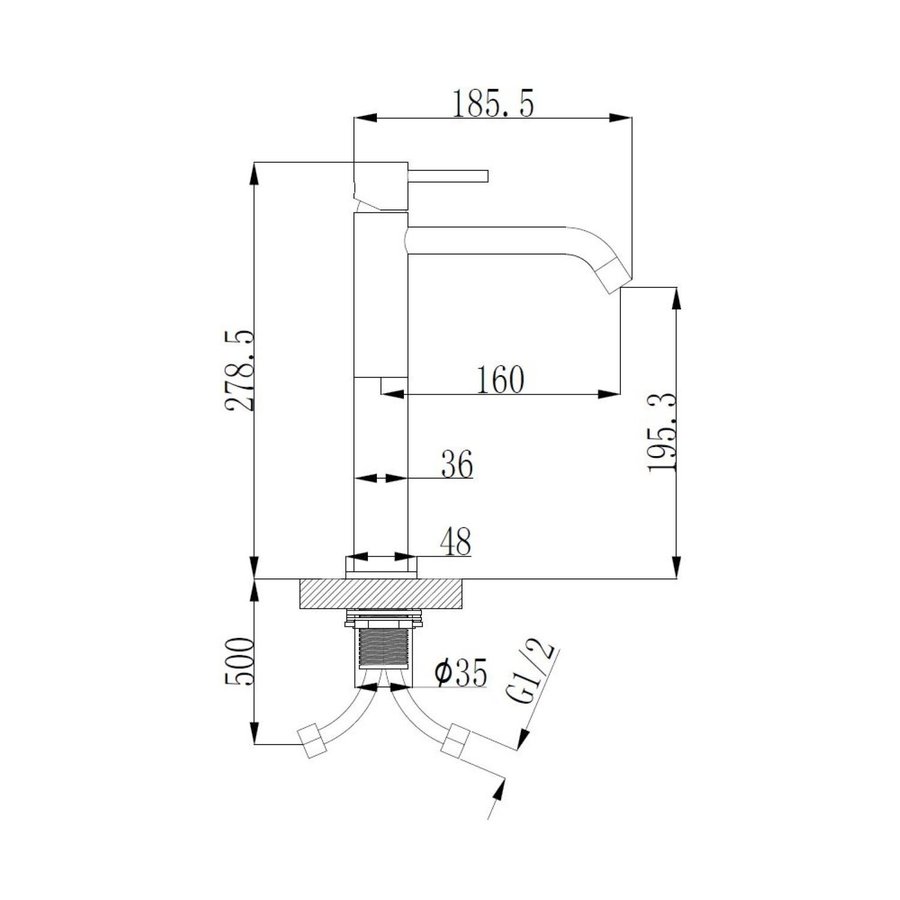 Wastafelmengkraan Opbouw Wiesbaden Style XL Uitloop 19.5 cm 1-hendel Geborsteld Koper