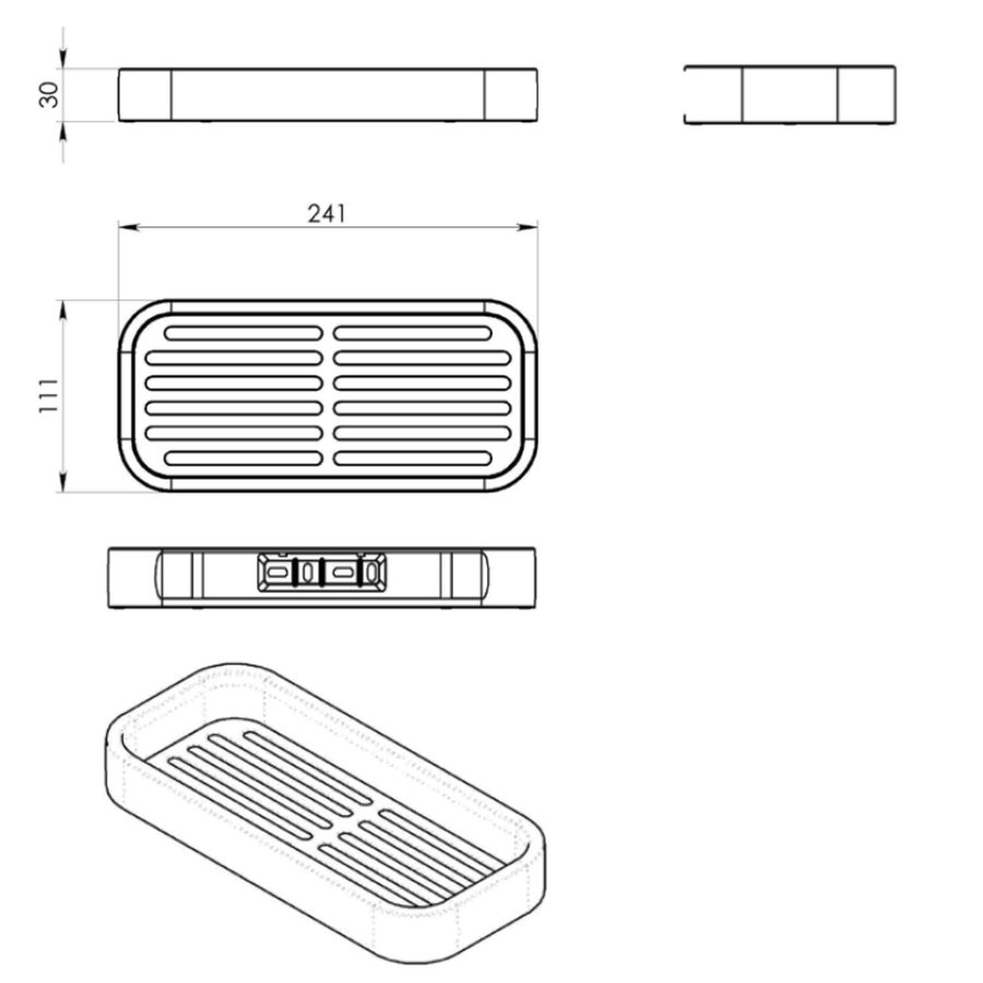 Hoek Planchet Sapho Smart 24.1x11x3 cm Roestvrij Staal Mat Zwart