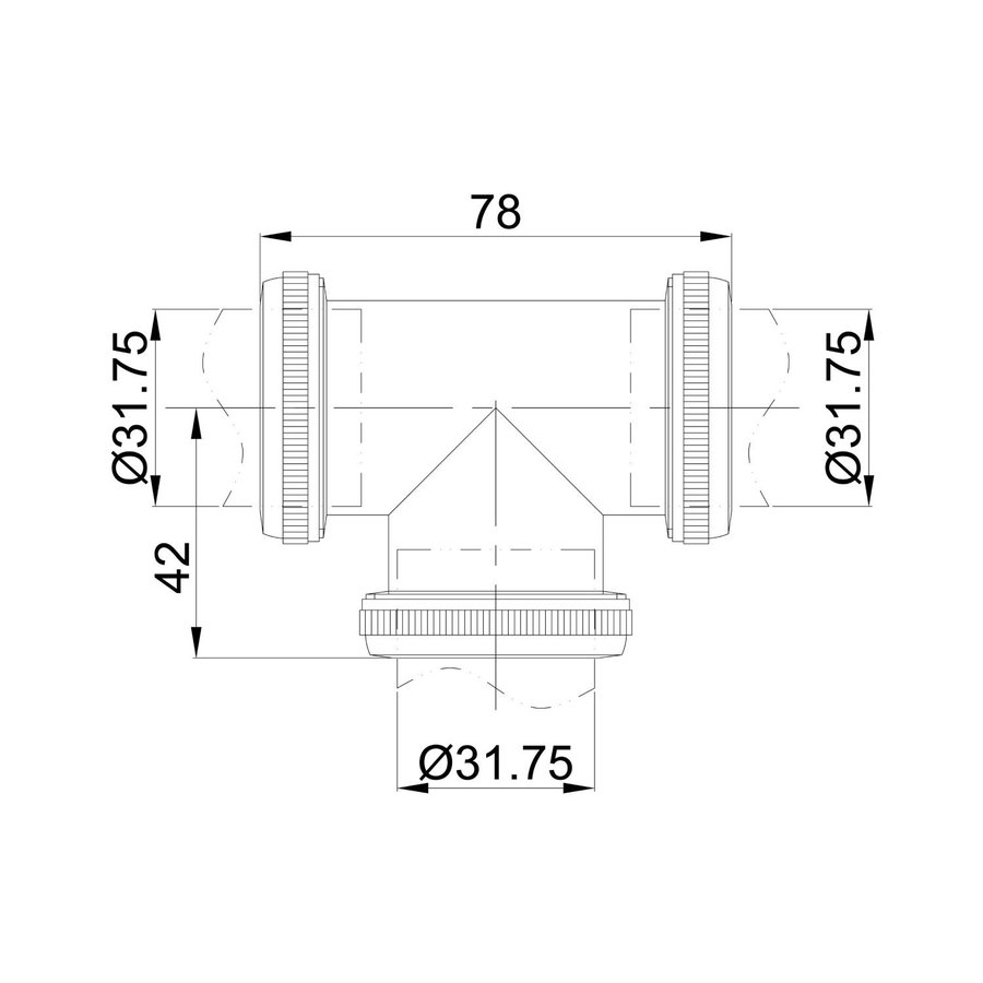 Koppel T Stuk Wiesbaden 32mm tbv Vloerbuis Mat Zwart