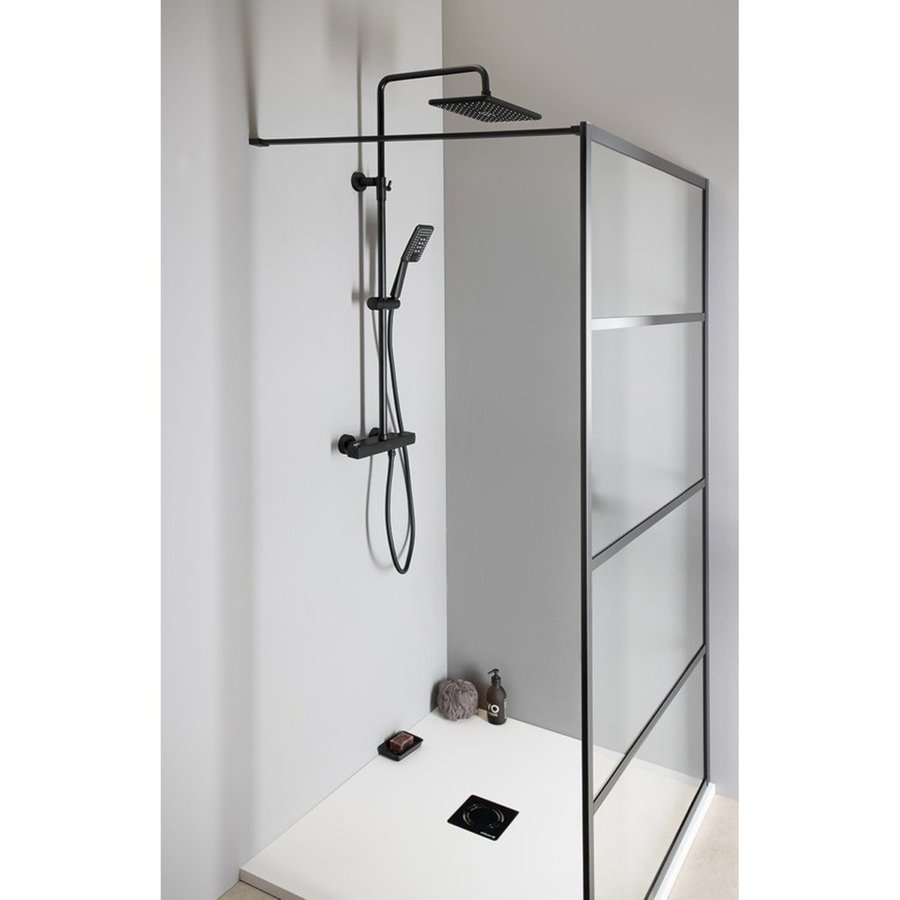 Regendoucheset Opbouw Sapho Spy Thermostaatkraan 29x19 cm Mat Zwart