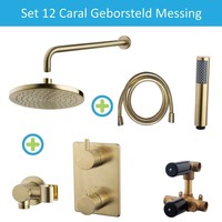 Wiesbaden Inbouw Regendouche Set Caral Rond Muuruitloop Geborsteld Messing Goud PVD Coating