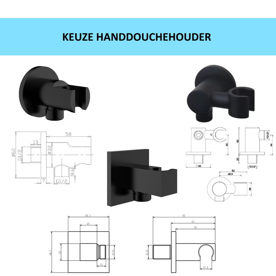 Wiesbaden Inbouw Regendouche Set Caral Rond Plafonduitloop Mat Zwart PVD Coating