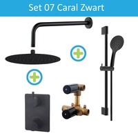 Wiesbaden Inbouw Regendouche Set 07 Caral met Glijstang Mat Zwart